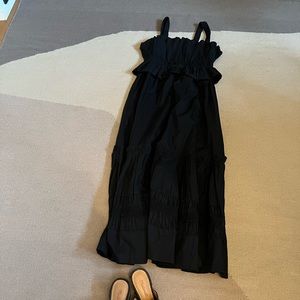 Black maxi sundress with gathered waist/ruffle
